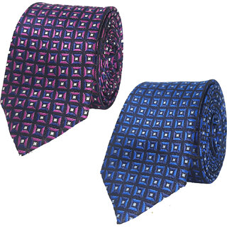                       Exotique Red & Blue Microfiber Neck tie Combo For Men (ET0023MU)                                              