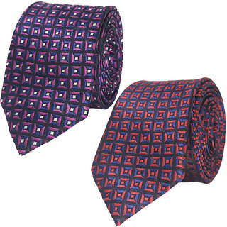                       Exotique Red & Purple Microfiber Neck tie Combo For Men (ET0024MU)                                              