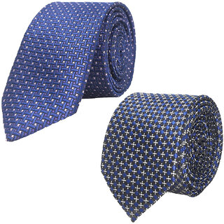                       Exotique Blue & Black Microfiber Neck tie Combo For Men (ET0026MU)                                              