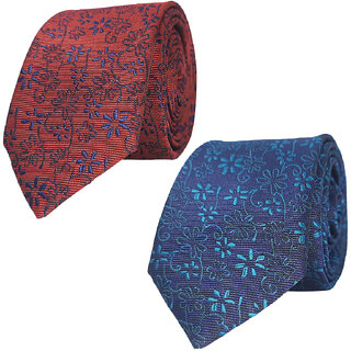                       Exotique Red & Blue Microfiber Neck tie Combo For Men (ET0038MU)                                              