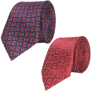                       Exotique Multi & Red Microfiber Neck tie Combo For Men (ET0049MU)                                              