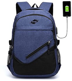 OMRON BAGS Stylish Backpack With USB Charging Port, Water Resistant with College Computer Bag for Men  Women (Blue)