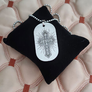                       M Men Style Religious Jewellery Sun  Christan Christ Cross Jesus Saves Silver Stainless Steel Pendant                                              