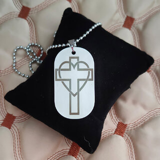                       M Men Style Religious Jewellery Lord Christan Christ Jesus Cross Heart Silver Stainless Steel Pendant                                              