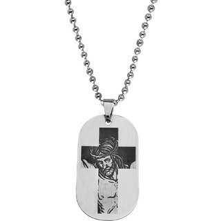                       M Men Style Lord Christan Christ Jesus Cross Silver Stainless Steel  Religious Pendant                                              