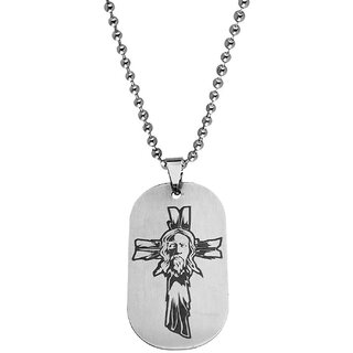                       M Men Style Lord Christan Christ Jesus Cross  Silver Stainless Steel  Religious Pendant                                              