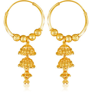                       Wedding and Party wear South Screw back Jhumki Earring for Women and Girls  -VFJ1458ERG                                              