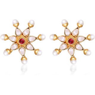 Gold Plated Moti & Red studded alloy Stud Earring for Women and Girls- (VFJ1466ERG-MOTI) Gold Plated Moti & Red studded alloy Stud Earring for Women and Girls- (VFJ1466ERG-MOTI)