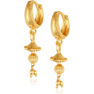                       Filigree work Hoop Earring Clip on fancy drop Bali Earring for Women and Girls [VFJ1481ERG]                                              
