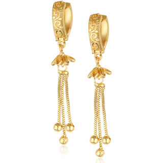                       Filigree work  Hoop Earring Clip on fancy drop Bali Earring for Women and Girls [VFJ1483ERG]                                              