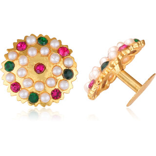 Moti & multicolor South Screw back Gold plated Stud Earring for Women and Girls VFJ1503ERG Moti & multicolor South Screw back Gold plated Stud Earring for Women and Girls VFJ1503ERG