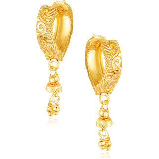 Filigree work Gold Plated alloy Hoop Earring Clip on fancy drop Bali Earring for Women and Girls Filigree work Gold Plated alloy Hoop Earring Clip on fancy drop Bali Earring for Women and Girls