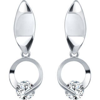                       Fancy Bow Solitaire CZ Rhodium Plated Earring for Women and Girls[VFJ1525ERG-Silver ]                                              