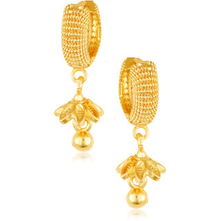 Filigree work Gold Plated alloy Hoop Earring Clip on fancy drop Bali Earring for Women and Girls Filigree work Gold Plated alloy Hoop Earring Clip on fancy drop Bali Earring for Women and Girls
