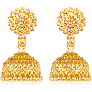                       Filigree work Gold Plated alloy Hoop Earring Jhumki Earring for Women and Girls  [VFJ1559ERG]                                              