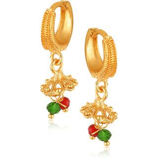 Filigree work Hoop Earring Clip on fancy artificial stone drop Bali Earring for Women and Girls Filigree work Hoop Earring Clip on fancy artificial stone drop Bali Earring for Women and Girls