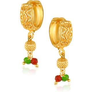                       Filigree work  Hoop Earring Clip on fancy artificial stone drop Bali Earring for Women and Girls                                              