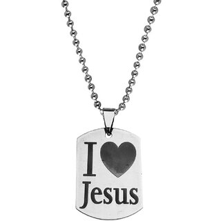                       M Men Style Chrismax Gift Christan Prayer Lord I Love  Jesus  Silver Stainless Steel Pendant                                              