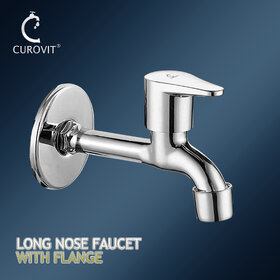 CUROVIT Torrent ZINC ALLOY Long Nose Long Body Tap Wall Mounted Quarter Turn with Wall Flange for Bathroom  Kitchen