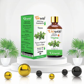 GO WOO  PURE Thyme  Oil - Therapeutic Grade - Perfect for Aromatherapy, Relaxation, and Skin Therapy