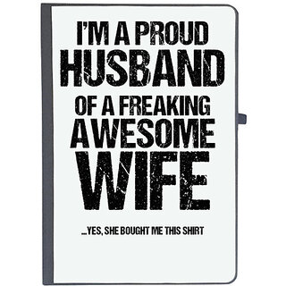                       UDNAG Ruled Notebook Diary 'Wife and Husband | Im Proud husband of Freaking awesome wife', [A5 80Pages 80GSM]                                              