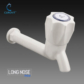 CUROVIT POLO PVC LONG NOSE Tap 15mm (1/2) Quarter Turn White Plastic Fitting for Bathroom  Kitchen PVC Water Tap