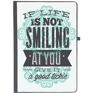                       UDNAG Ruled Notebook Diary 'Quote | If life is not smiling at you give it a good tickle', [A5 80Pages 80GSM]                                              