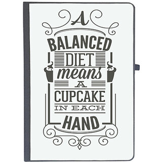                      UDNAG Ruled Notebook Diary 'Diet | A balanced diet means a cupcake in each hand', [A5 80Pages 80GSM]                                              