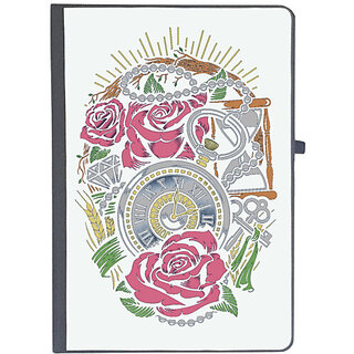                       UDNAG Ruled Notebook Diary 'Illustration | rose, clock, key', [A5 80Pages 80GSM]                                              