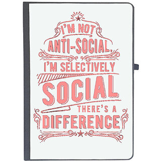                       UDNAG Ruled Notebook Diary 'Social | I'M Not Anti-Social I'M Selectively Social Theres Difference', [A5 80Pages 80GSM]                                              