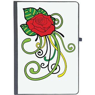                       UDNAG Ruled Notebook Diary 'Flower | Red Flower and leaf', [A5 80Pages 80GSM]                                              