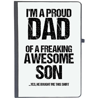                       UDNAG Ruled Notebook Diary 'Dad Son | i am a proud dad of a freaking awesome son', [A5 80Pages 80GSM]                                              