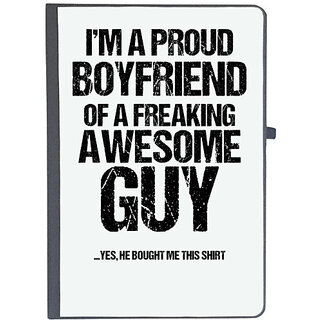                       UDNAG Ruled Notebook Diary 'Boyfriend | I am a proud boyfriend of afreaking awesome guy', [A5 80Pages 80GSM]                                              