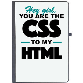                       UDNAG Ruled Notebook Diary 'Coder | Hey girl you are the CSS to my HTML', [A5 80Pages 80GSM]                                              