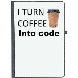                       UDNAG Ruled Notebook Diary 'Coder | I turn coffee into code', [A5 80Pages 80GSM]                                              