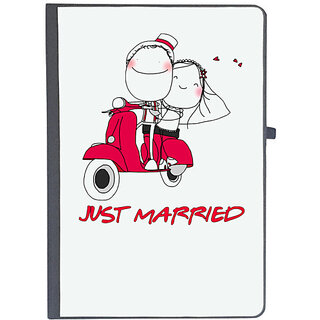                       UDNAG Ruled Notebook Diary 'Couple | Just Married couple on red scooter', [A5 80Pages 80GSM]                                              