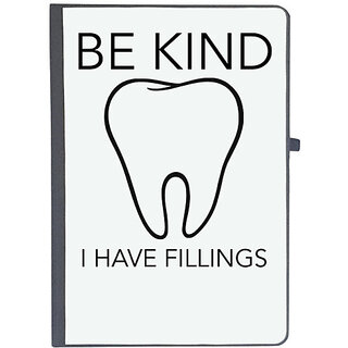                       UDNAG Ruled Notebook Diary 'Dentist | Be kind tooth i have feelings', [A5 80Pages 80GSM]                                              