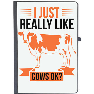                       UDNAG Ruled Notebook Diary 'Cow | i just really like cows ok', [A5 80Pages 80GSM]                                              