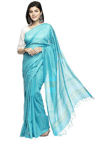 Women's Cotton Art Silk  Simple And Sober Saree With Running Blouse ( Sky Blue )