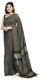 Women's Cotton Art Silk  Simple And Sober Saree With Running Blouse ( Black )
