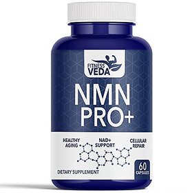 FITNESS VEDA Truely Indian 99% Ultra Purity NMN PRO+ 300mg Boost NAD+, Immune & Energy, 60 Capsules