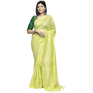 Women's Cotton Art Silk  Simple And Sober Saree With Running Blouse Green )