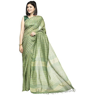 Women's Cotton Art Silk  Simple And Sober Saree With Running Blouse ( Green )