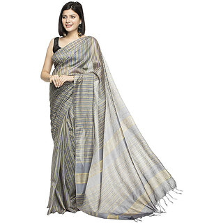 Women's Cotton Art Silk  Simple And Sober Saree With Running Blouse ( Grey )