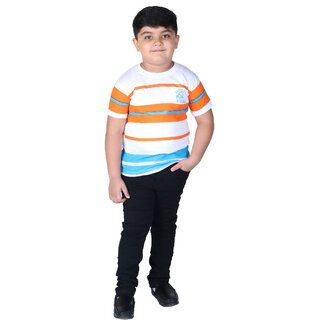                       Kid Kupboard | Boy's | Round Neck | Casual | T-Shirt | Half-Sleeves | Pure Cotton | Multicolor | Pack of 1 | Regular-Fit                                              