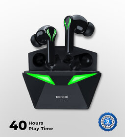 TecSox Ranger Gaming Earbuds  40 hr Playtime  IPX Water Resistant  Dedicated Gaming Mode Ergonomic Fit TWS