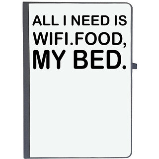                       UDNAG Ruled Notebook Diary 'Wifi food bed | all i need is', [A5 80Pages 80GSM]                                              