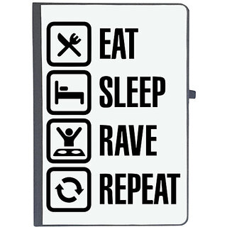                       UDNAG Ruled Notebook Diary 'Life | eat sleep rave repeat', [A5 80Pages 80GSM]                                              