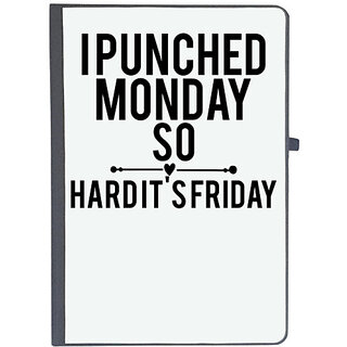                       UDNAG Ruled Notebook Diary 'Monday | i punched monday so hard it's friday', [A5 80Pages 80GSM]                                              