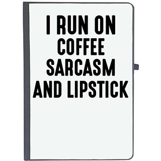                       UDNAG Ruled Notebook Diary 'Makeup | I RUN ON COFFEE SARCASM AND LIPSTICK', [A5 80Pages 80GSM]                                              
